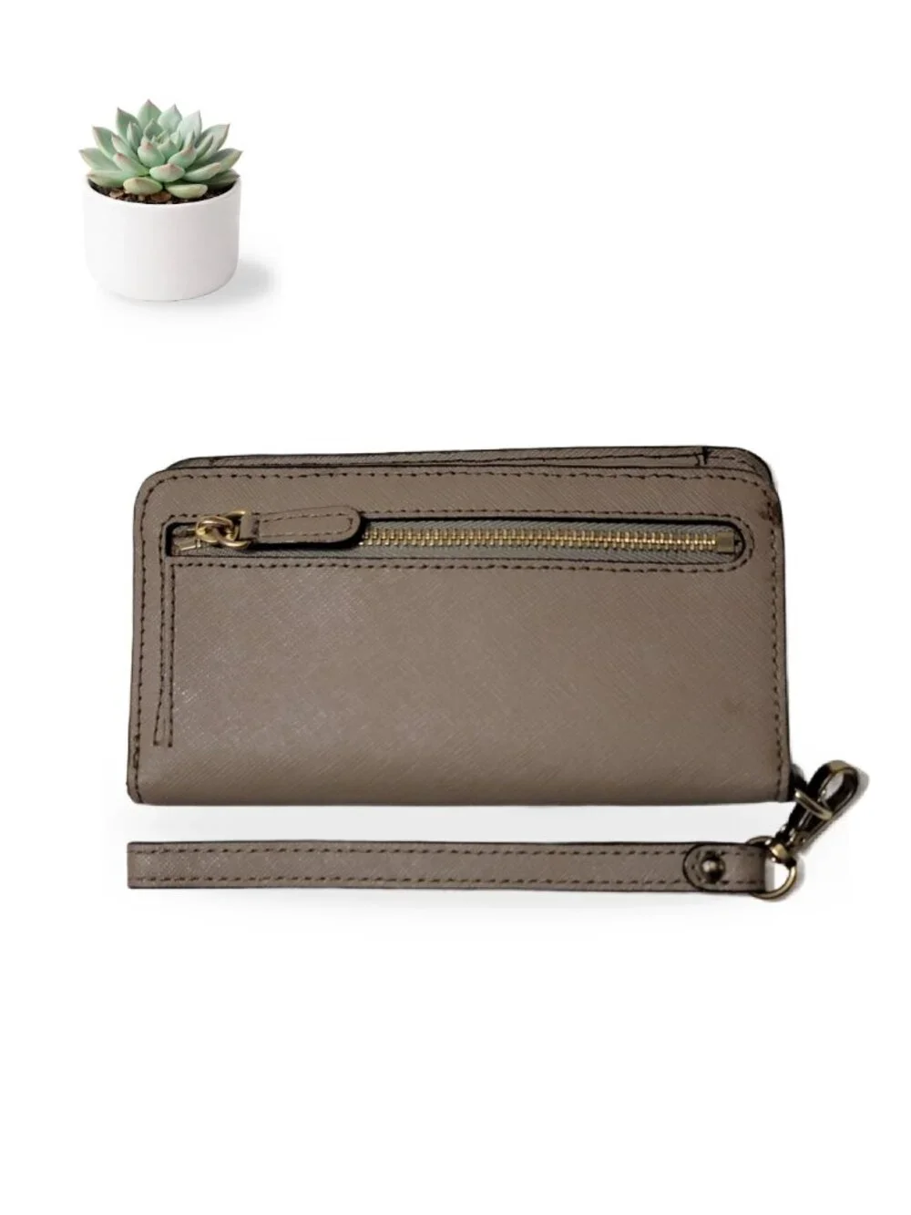 Michael Kors Jet Set Travel Large Flat Phone Case Wristlet Wallet Dark Dune